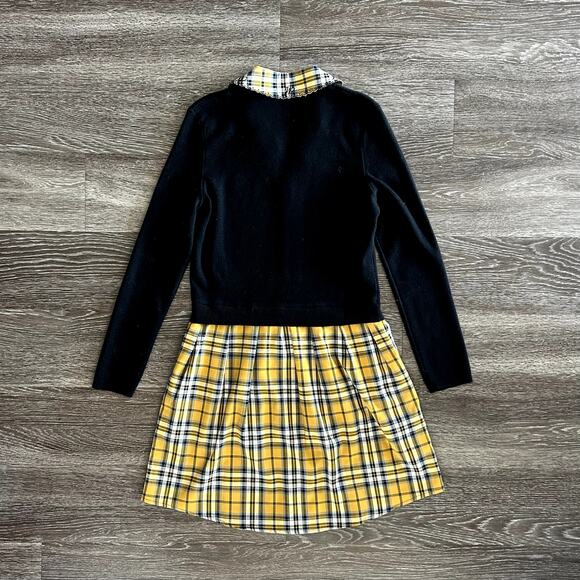 Maje Yellow Tartan Trompe L’Oeil Sweater Dress 6 Mini Plaid Grunge Collared EUC - Picture 4 of 16
